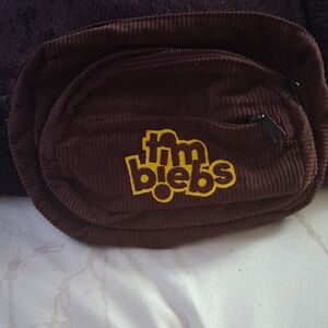 Corduroy Brown Waist Bag with Yellow Embroidered Patch